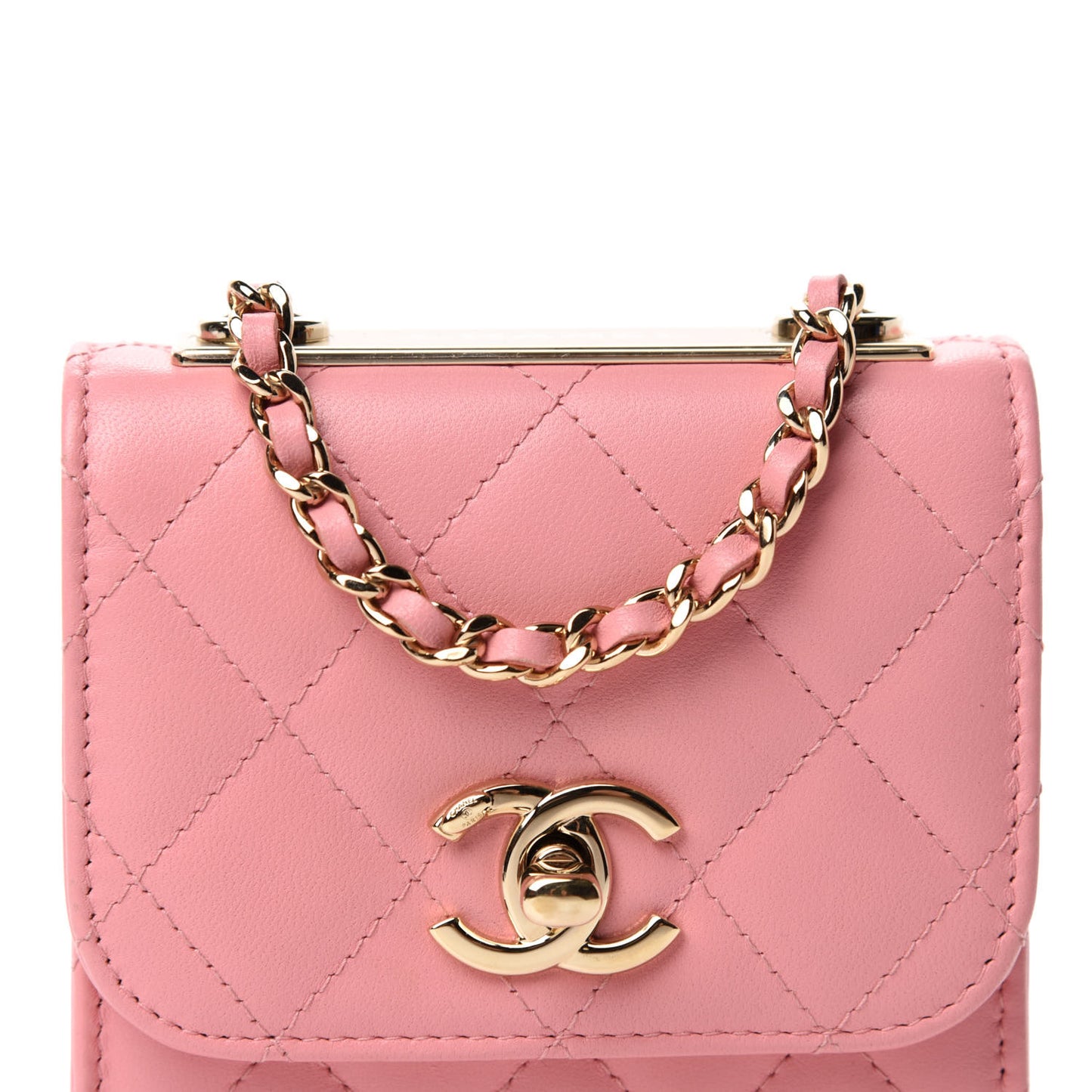 Lambskin Quilted Mini Trendy CC Clutch With Chain Pink