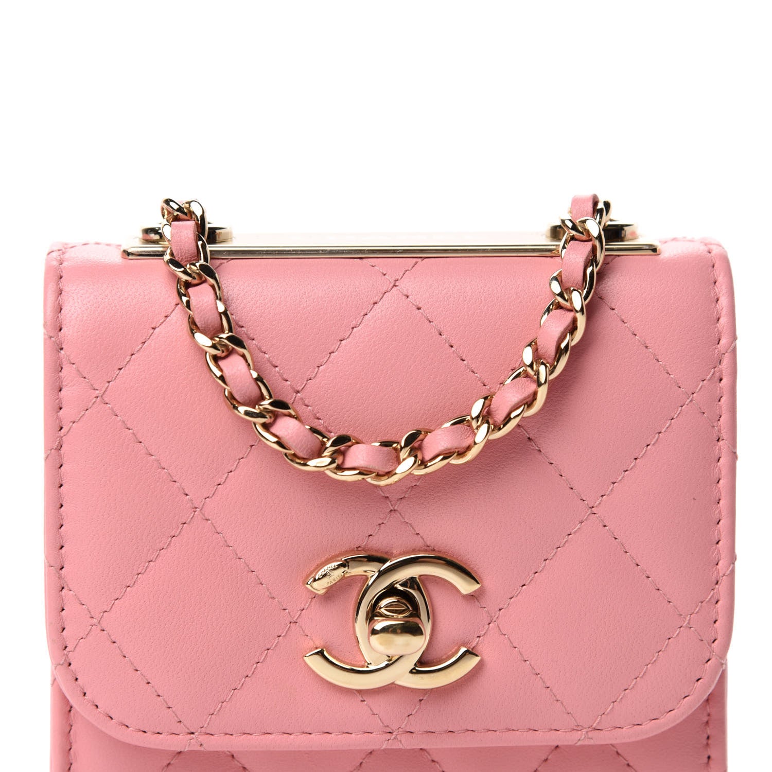 Chanel Lambskin Quilted Mini Trendy CC Clutch With Chain Pink 10 of 10