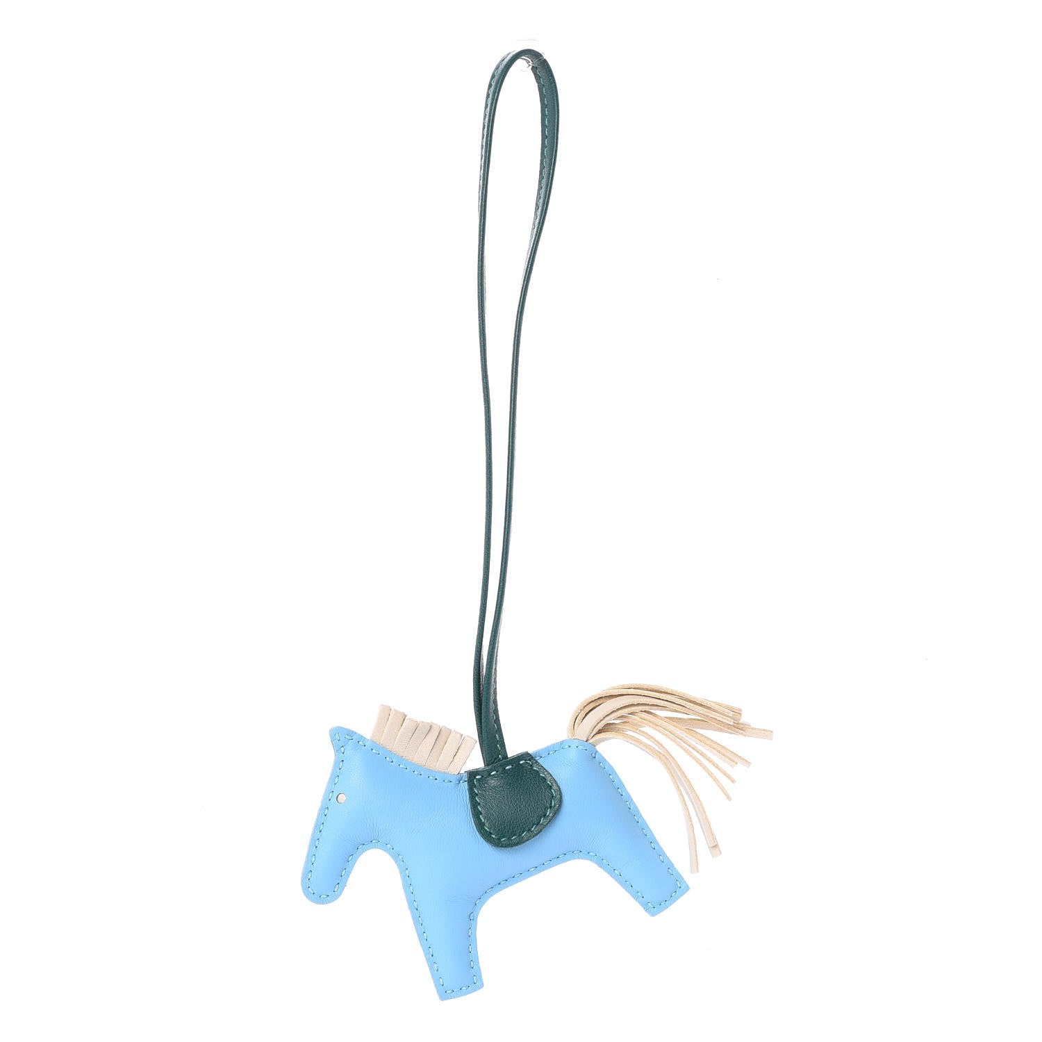 Hermes Milo Lambskin Grigri Rodeo Horse Bag Charm PM Celeste Malachite Craie 1 of 4