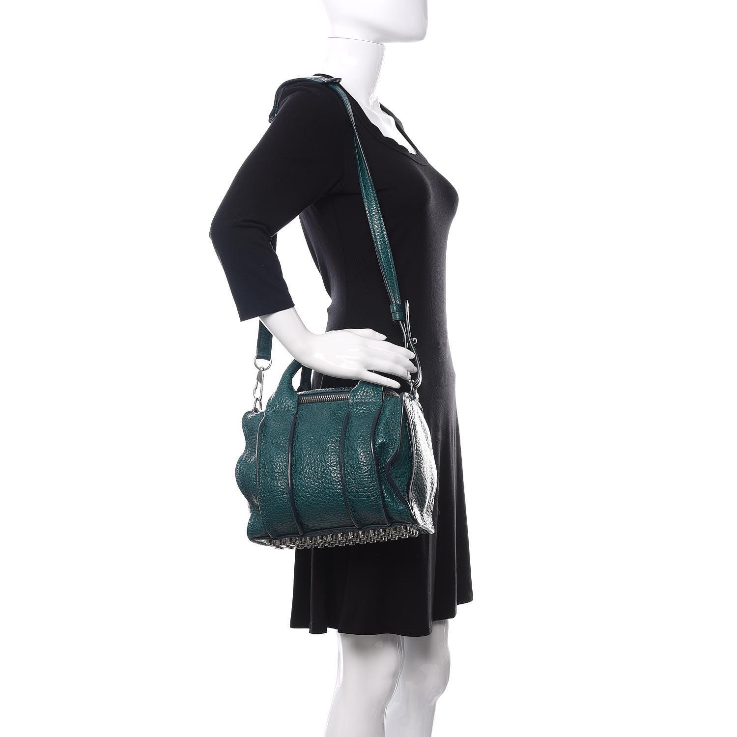 Alexander Wang Pebbled Lambskin Inside Out Rockie Dark Mosaic Teal Silver Hardware 2 of 15