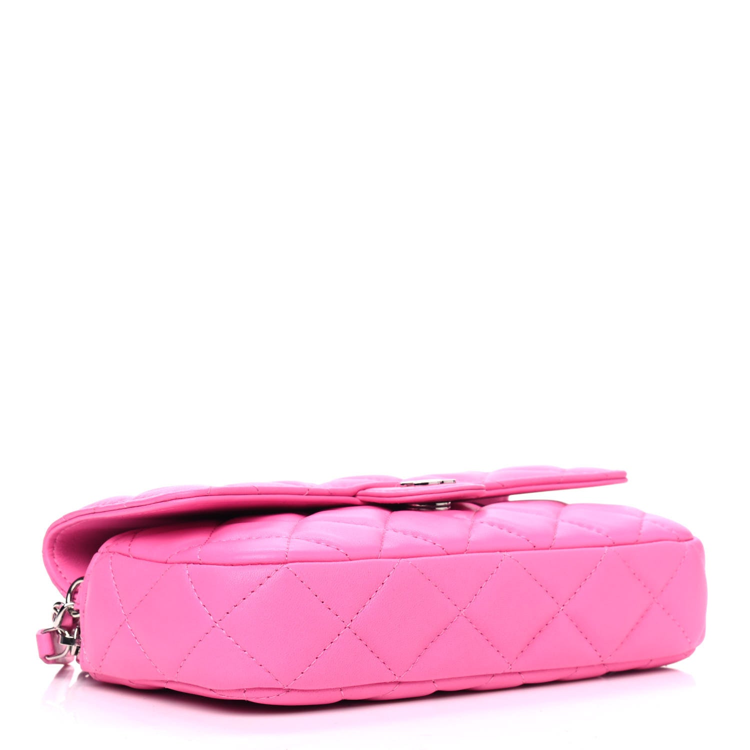 Chanel Lambskin Quilted Flap Phone Holder With Chain Neon Pink 5 of 16
