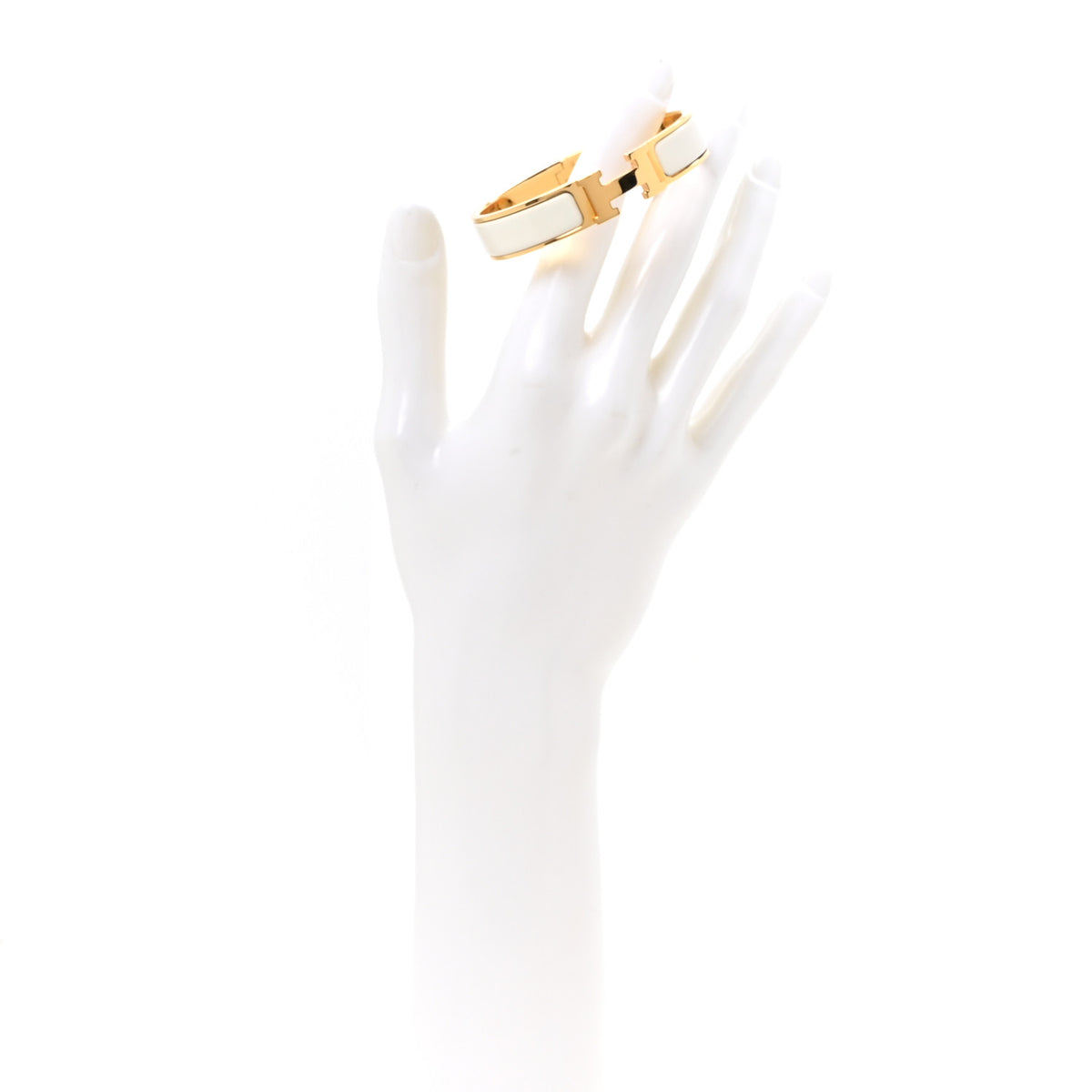 Hermes Enamel Narrow Clic Clac H Bracelet GM White 4 of 5