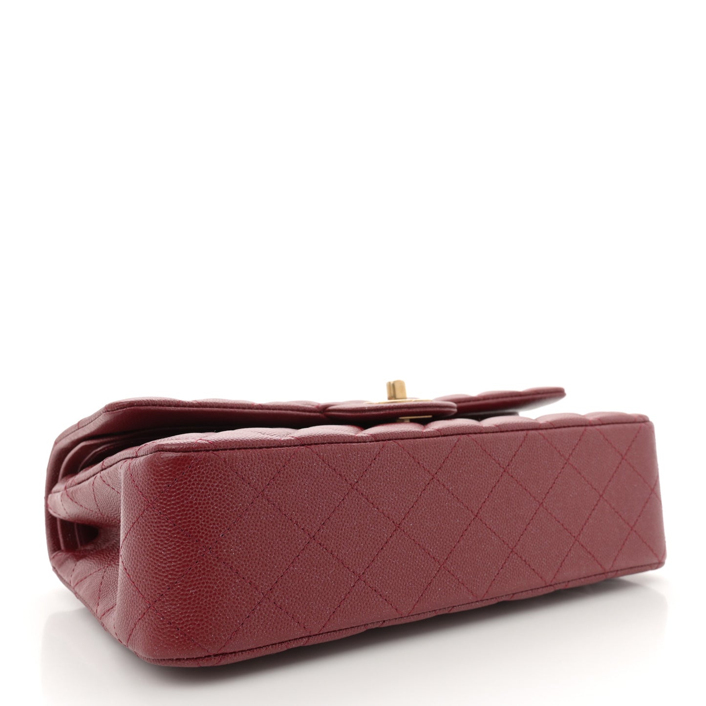 Iridescent Caviar Quilted Medium Double Flap Red