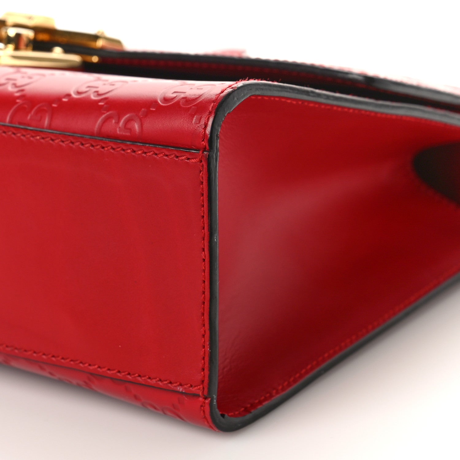 Gucci Guccissima Medium Padlock Shoulder Bag Hibiscus Red 9 of 11