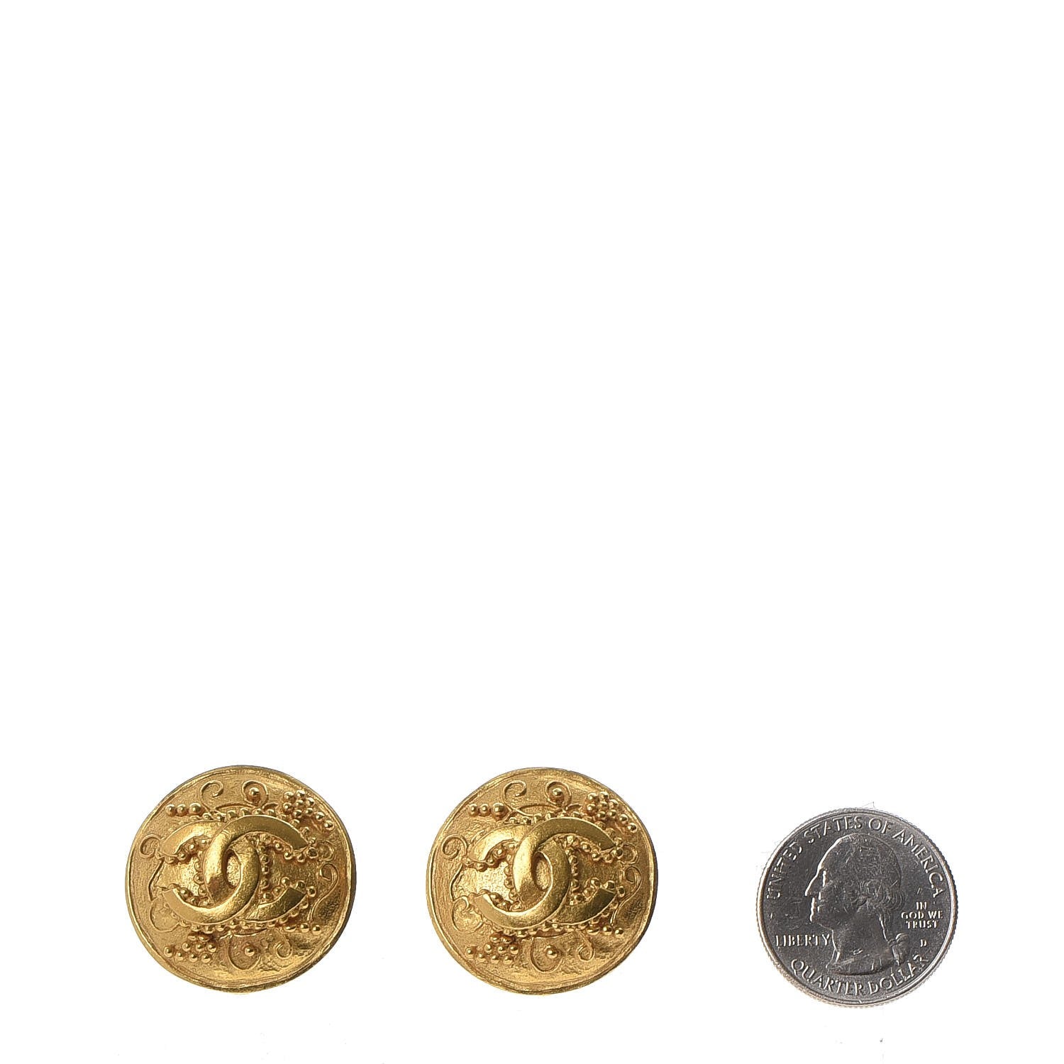 Chanel CC Button Clip On Earrings Gold 2 of 4