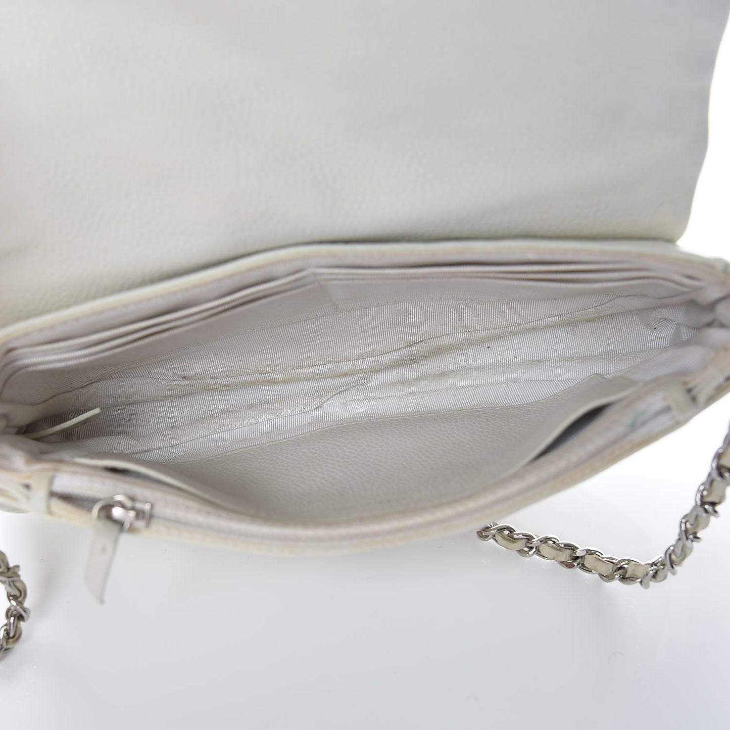 Caviar Half Moon Wallet On Chain WOC White