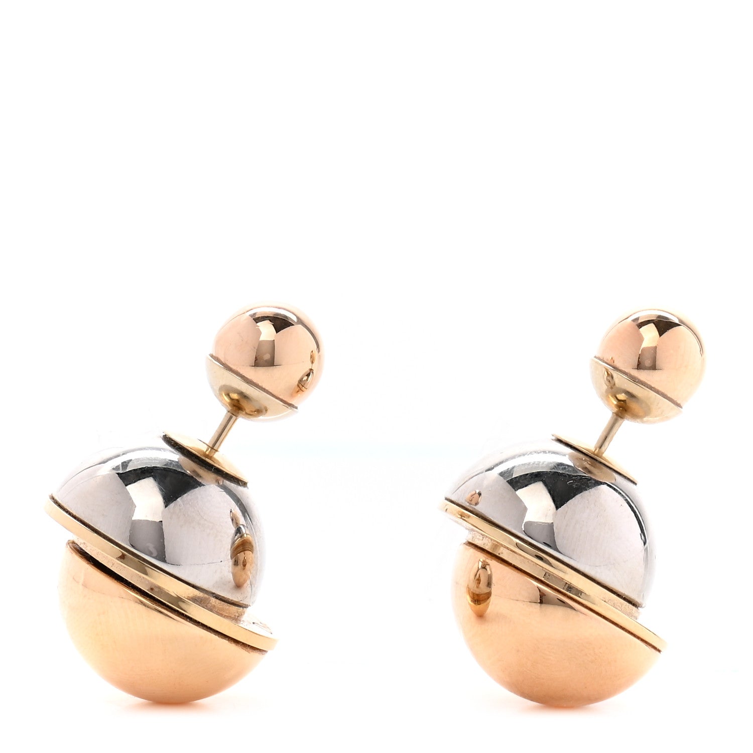 Christian Dior Mise En Dior Tribal Earrings Rose Gold Silver 1 of 3