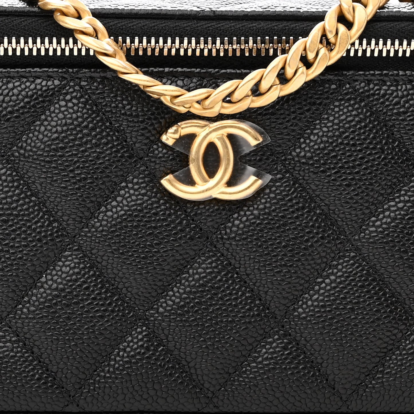 Caviar Quilted Sweetheart Vanity Case Black
