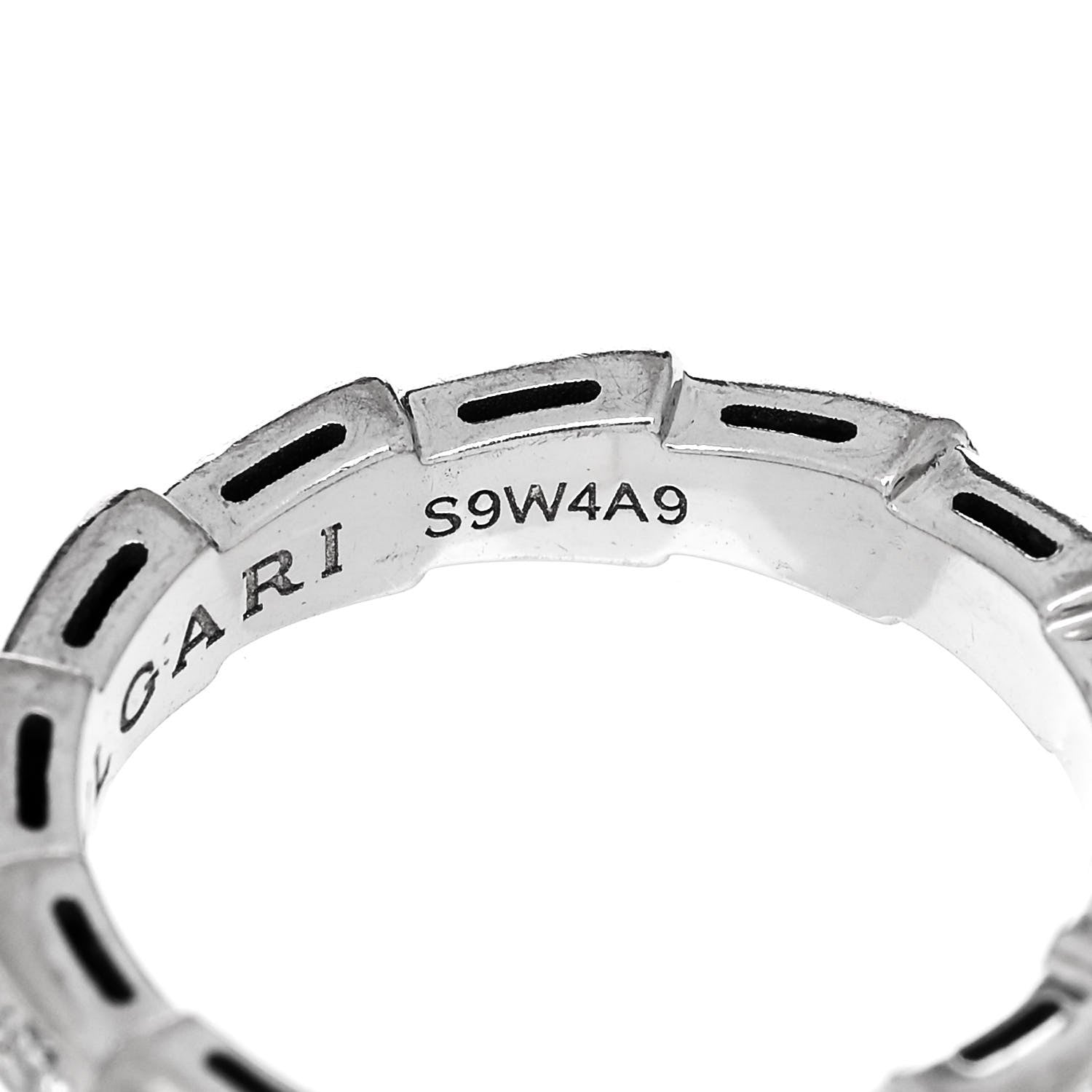 Bulgari 18K White Gold Diamond Serpenti Viper Band Ring 49 5 6 of 7