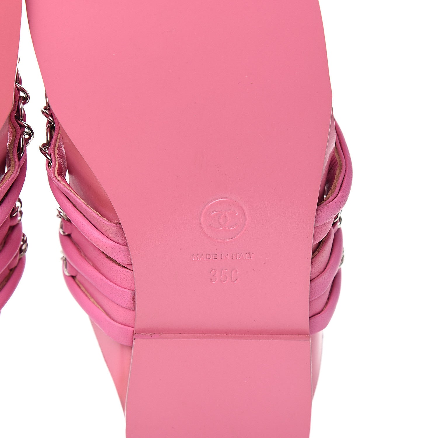 Chanel Calfskin Chain CC Thong Flat Sandals 35 Pink 6 of 9
