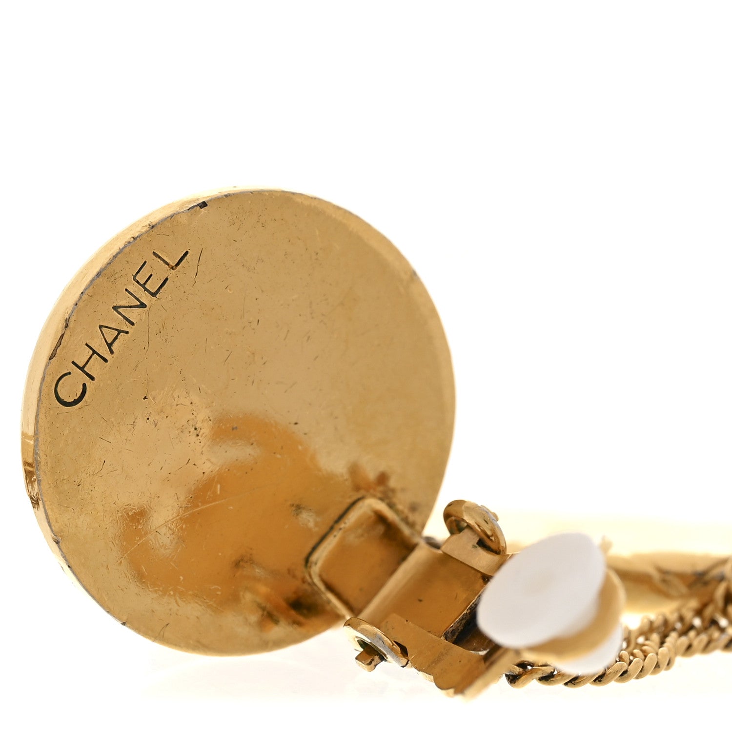 Chanel CC Quilted Flap Bag Drop Clip On Earrings Gold 4 of 6