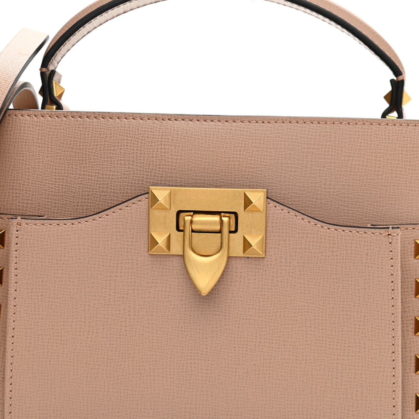 Vitello Small Rockstud Alcove Top-Handle Bag Rose Cannelle