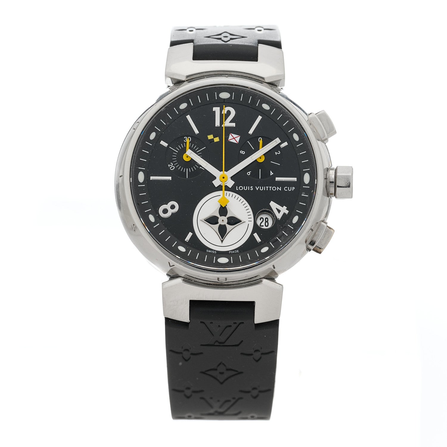 Louis Vuitton Stainless Steel Rubber 34mm Tambour Lovely Cup Quartz Watch Black 1 of 5