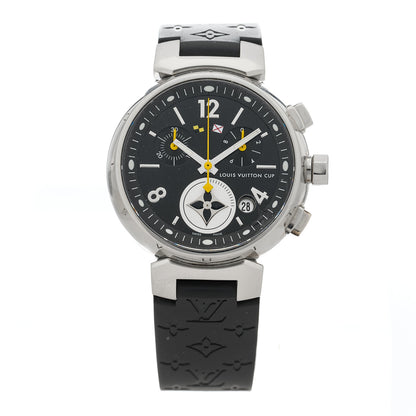 Louis Vuitton Stainless Steel Rubber 34mm Tambour Lovely Cup Quartz Watch Black 1 of 5