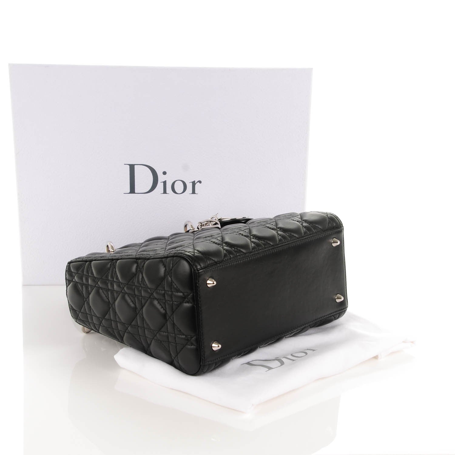 Christian Dior Lambskin Cannage Medium Lady Dior Black 4 of 7
