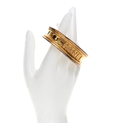 Chanel Metal Logo Cuff Bracelet Gold 2 of 5