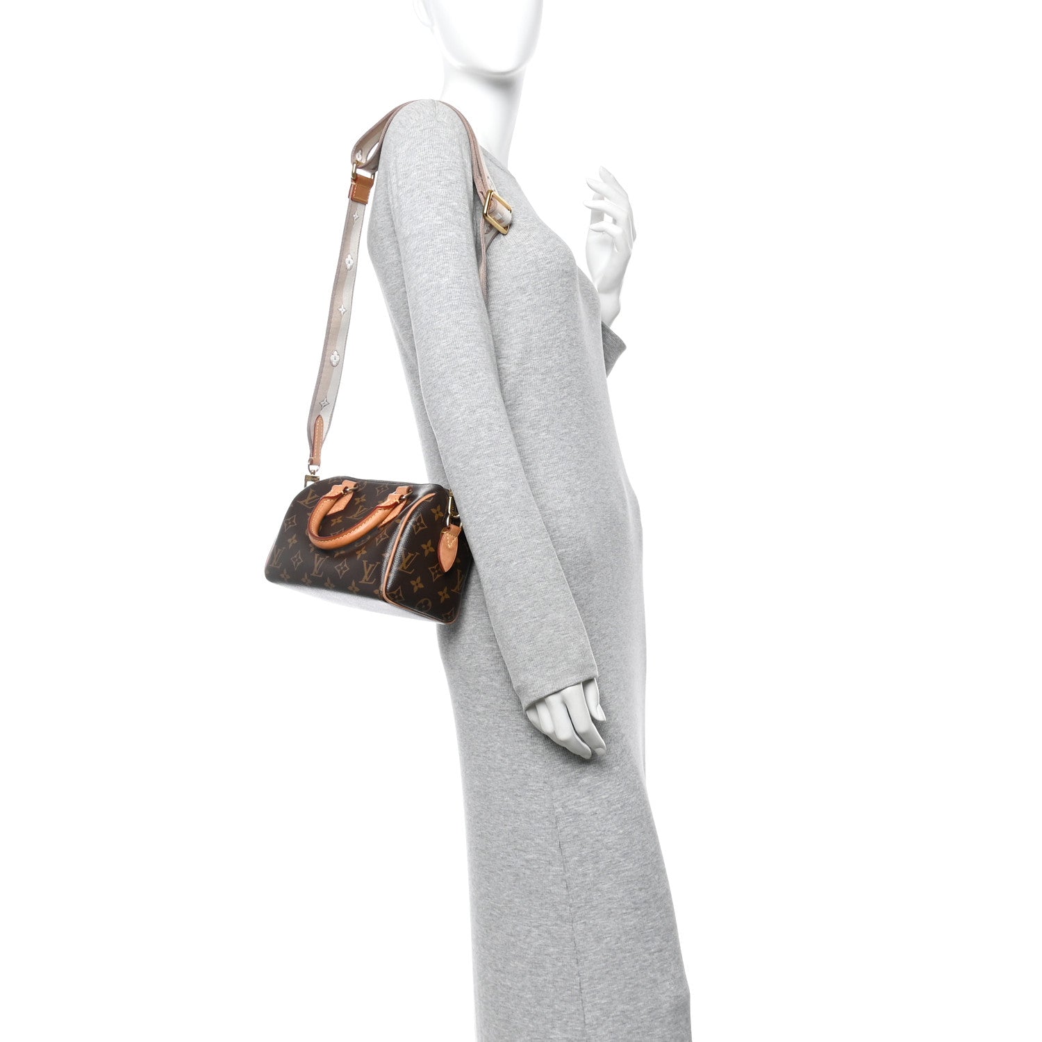 Louis Vuitton Monogram Speedy Bandouliere 20 Beige 2 of 12