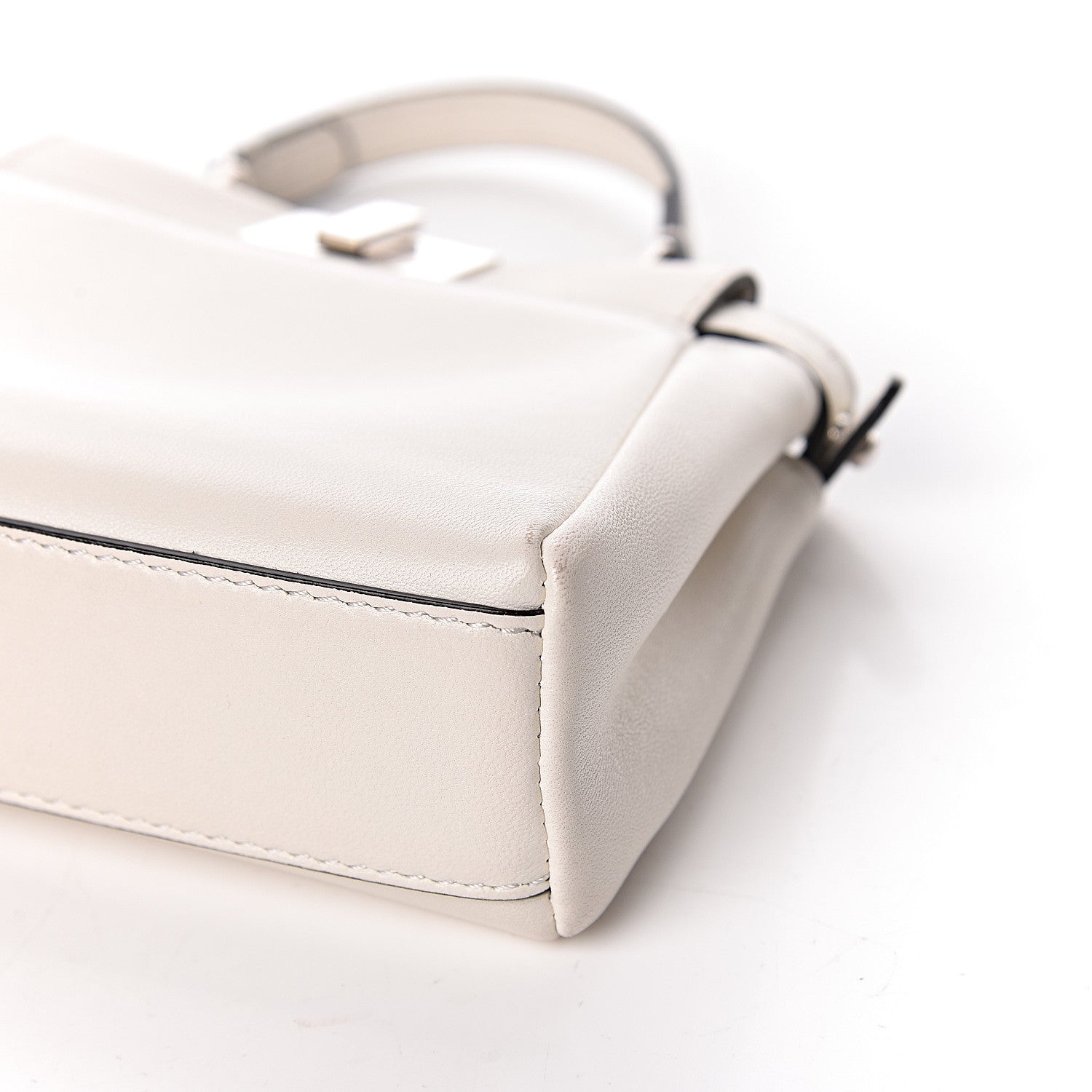 Fendi Shiny Nappa Micro Peekaboo Iconic Satchel White 12 of 14