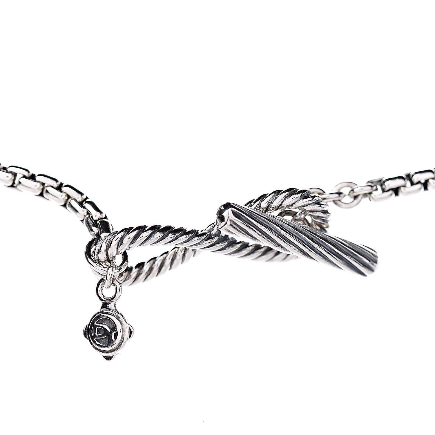 David Yurman Sterling Silver Pink Quartz Infinity Station Necklace 4 of 5
