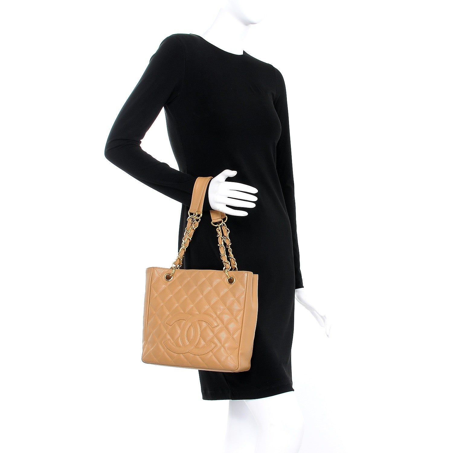 Chanel Caviar Quilted Petit Shopping Tote PST Beige 2 of 13