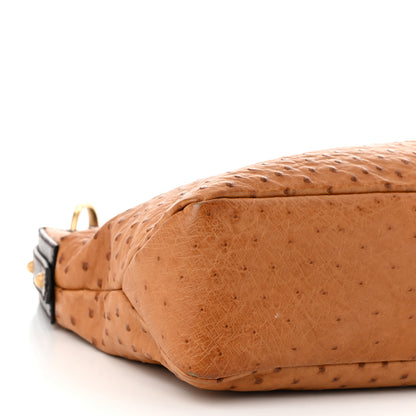 Gucci Ostrich Medium Horsebit Chain Hobo Brown 9 of 12