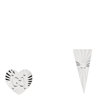 Gucci 18K White Gold Diamond Icon Asymmetric Stud Earrings 1 of 5