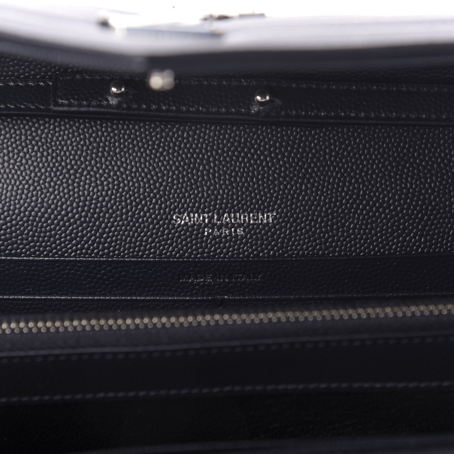 Saint Laurent Grain De Poudre Matelasse Chevron Monogram Chain Wallet Deep Marine 6 of 7