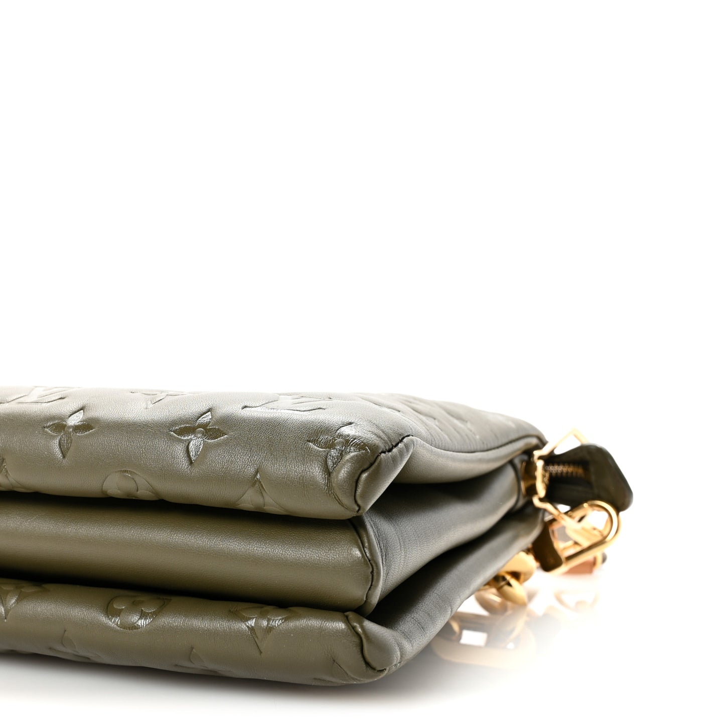 Lambskin Embossed Monogram Coussin MM Khaki