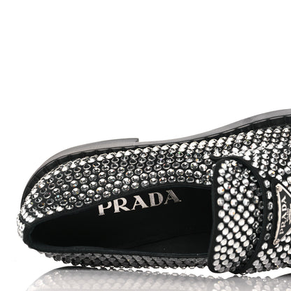 Prada Satin Crystal Metal Triangle Logo 50mm Loafers 39.5 Cristal 7 of 7
