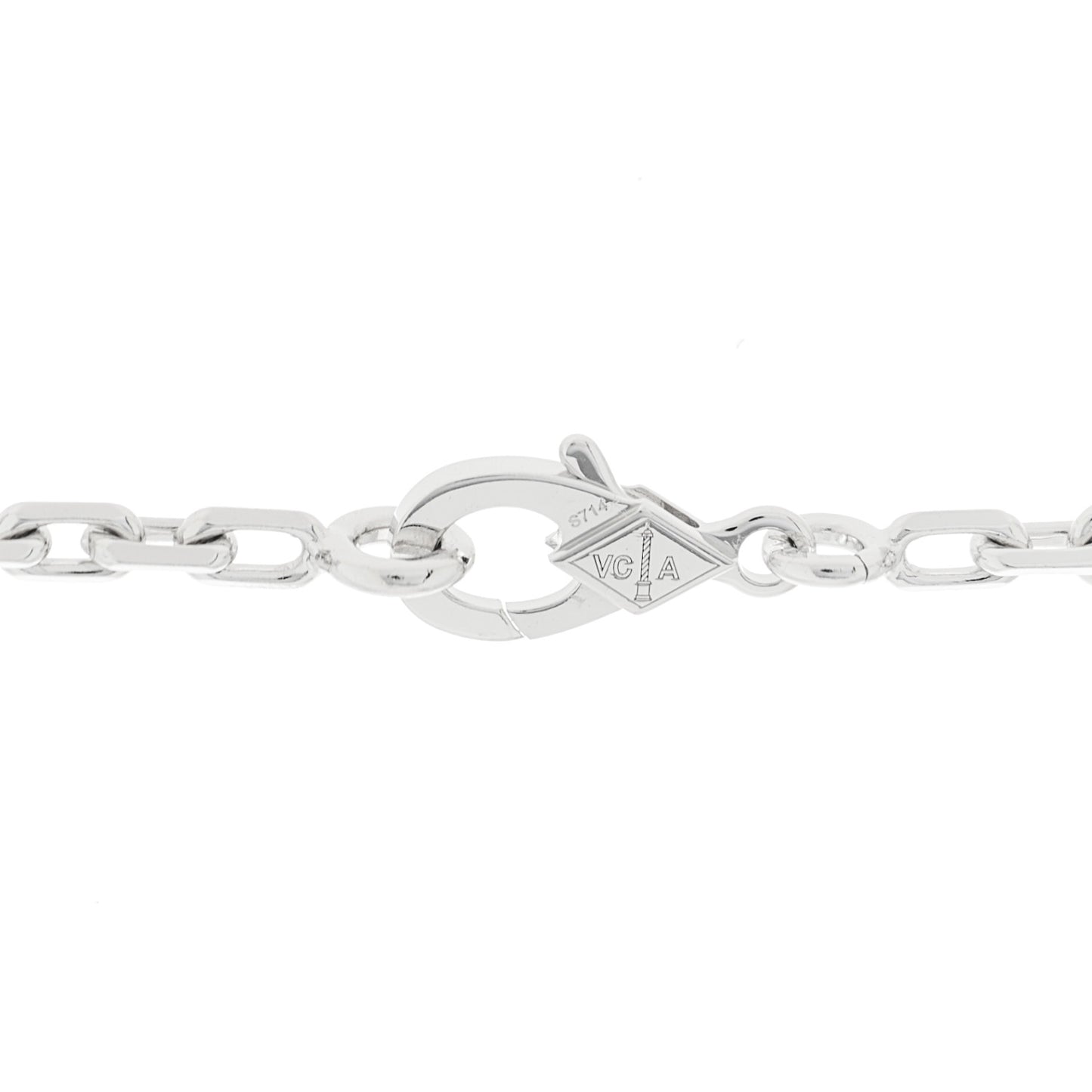 18K White Gold Chalcedony 10 Motifs Vintage Alhambra Necklace