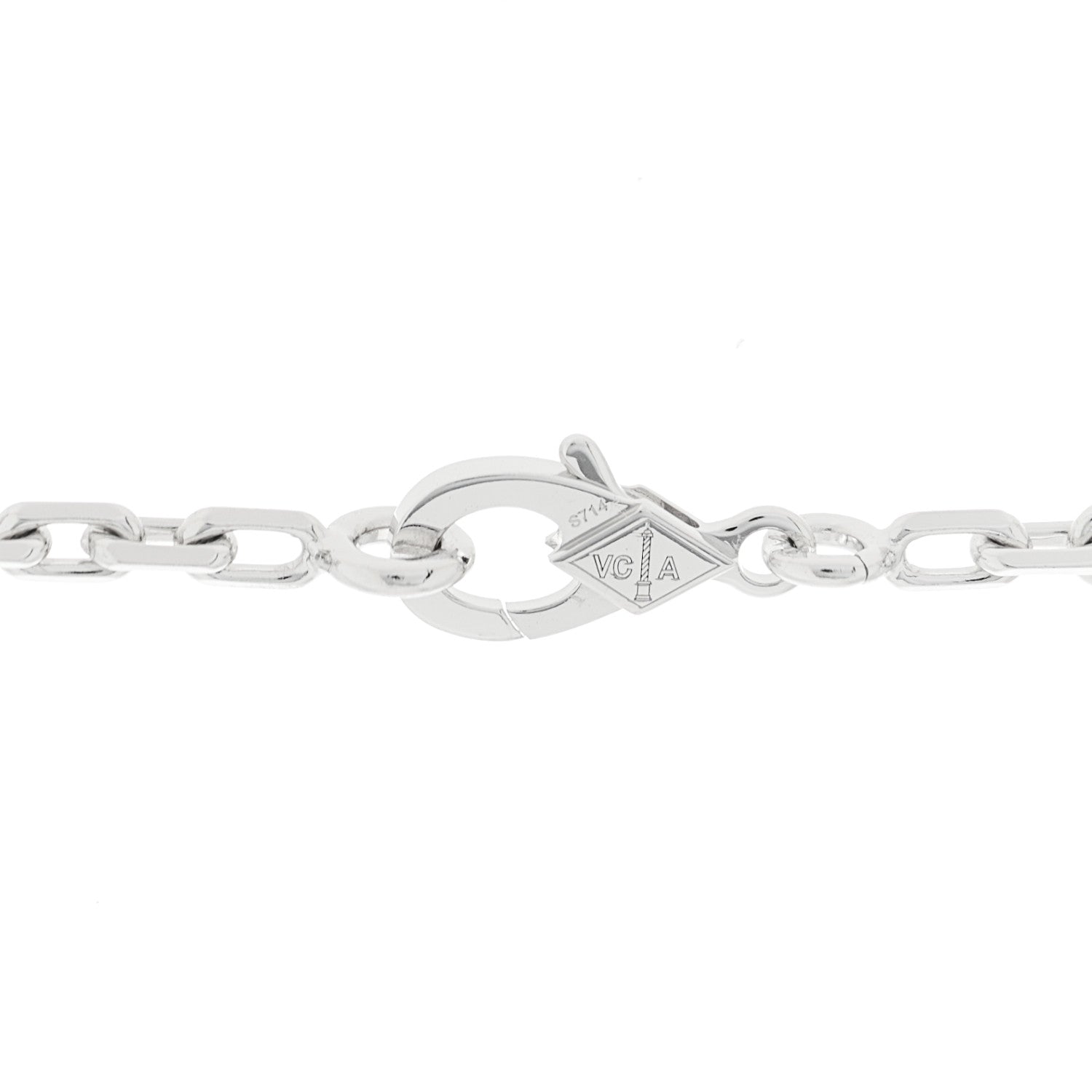 Van Cleef & Arpels 18K White Gold Chalcedony 10 Motifs Vintage Alhambra Necklace 4 of 6