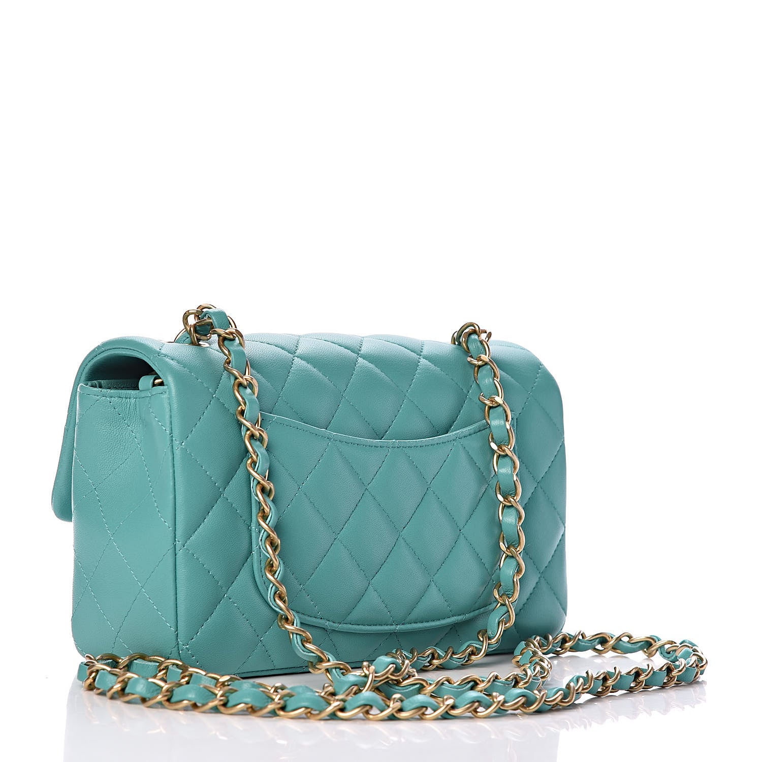 Chanel Lambskin Quilted Mini Rectangular Flap Green 3 of 11