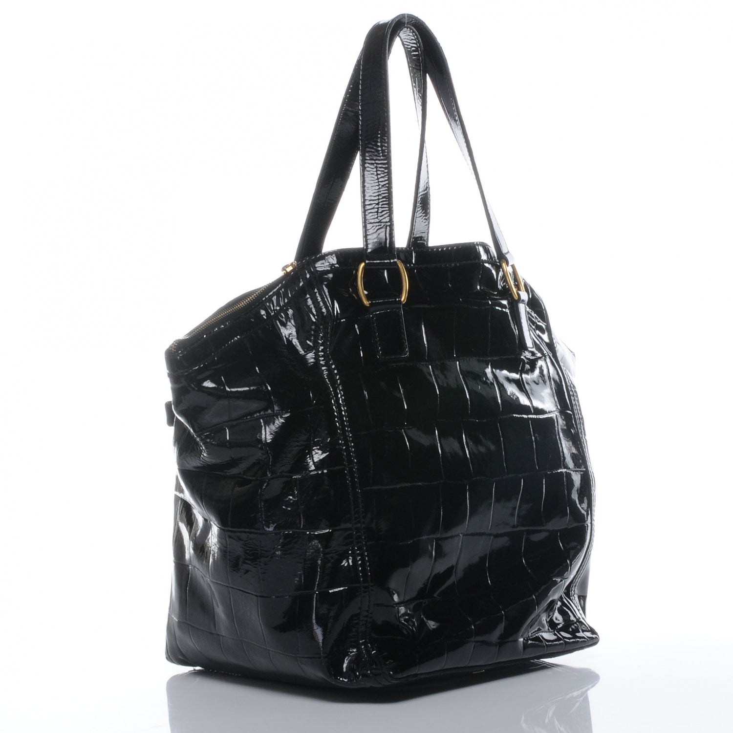 Saint Laurent Patent Croc Medium Downtown Black 3 of 7