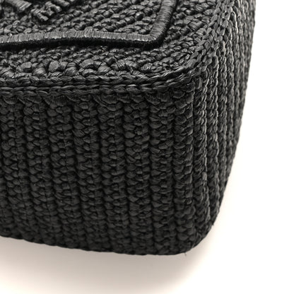 Prada Yarn Raffia Effect Crochet Triangle Shoulder Bag Black 8 of 9