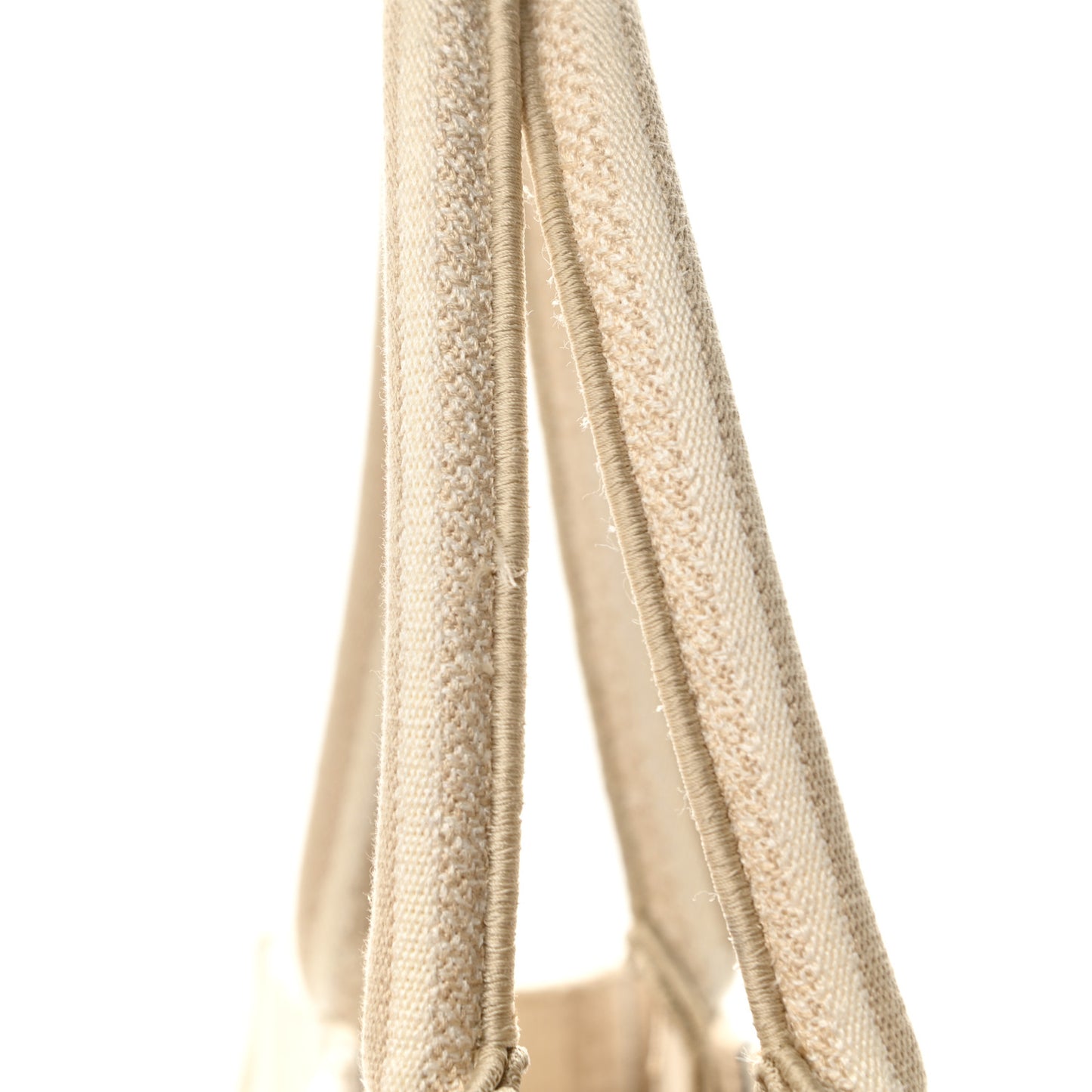 Canvas Embroidered Large Stripes Book Tote Beige
