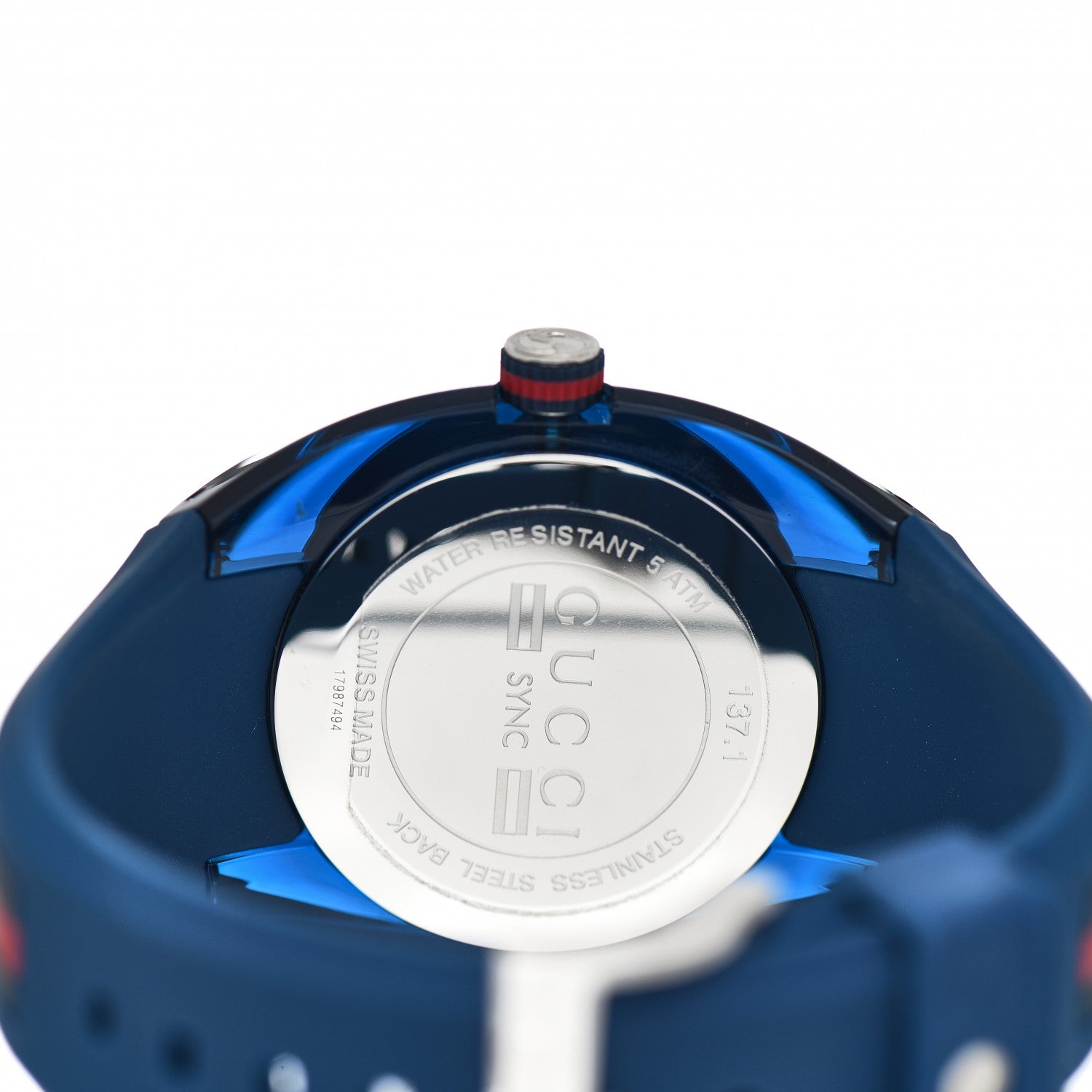 Gucci Stainless Steel Rubber 46mm Sync Web Quartz Watch Blue 4 of 5