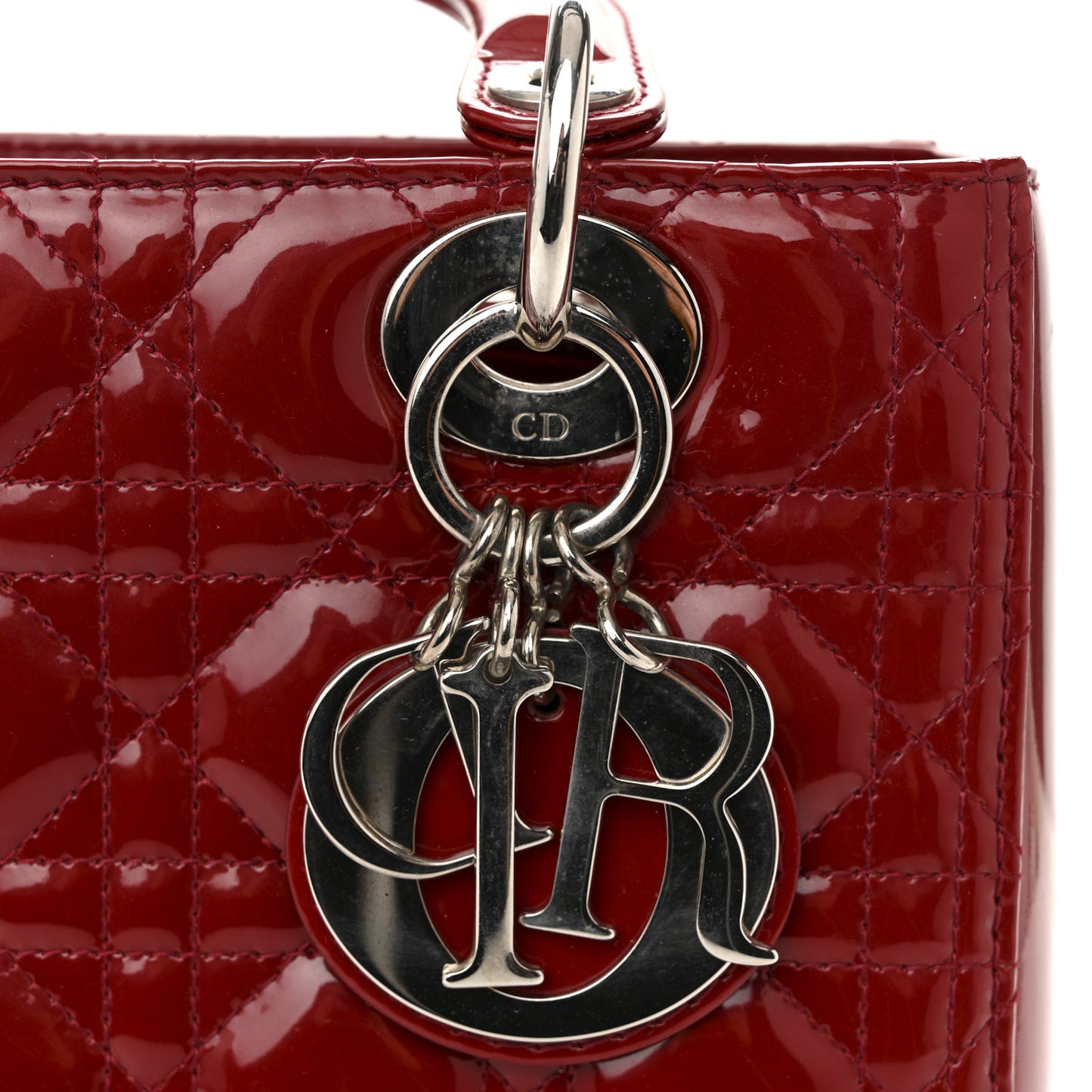 Patent Cannage Medium Lady Dior Red