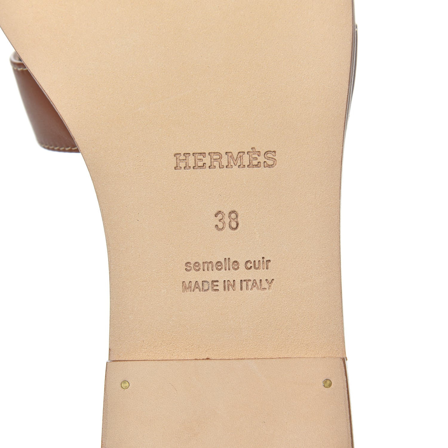 Hermes Box Calfskin Oran Sandals 38 Gold 7 of 8
