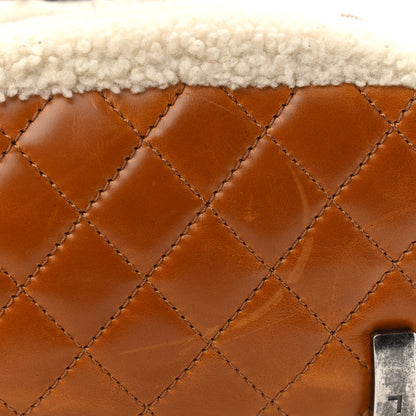 Chanel Glazed Calfskin Shearling Quilted Small Mountain Backpack Brown 9 of 10