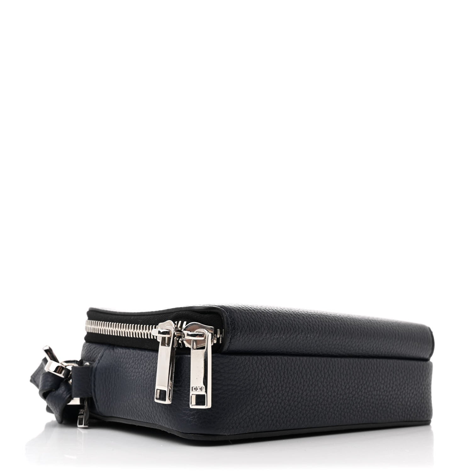 Christian Dior X SHAWN STUSSY Grained Calfskin Ox Head Crossbody Double Zip Crossbody Pouch Navy Blue 5 of 13