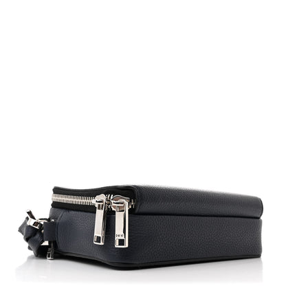 Christian Dior X SHAWN STUSSY Grained Calfskin Ox Head Crossbody Double Zip Crossbody Pouch Navy Blue 5 of 13