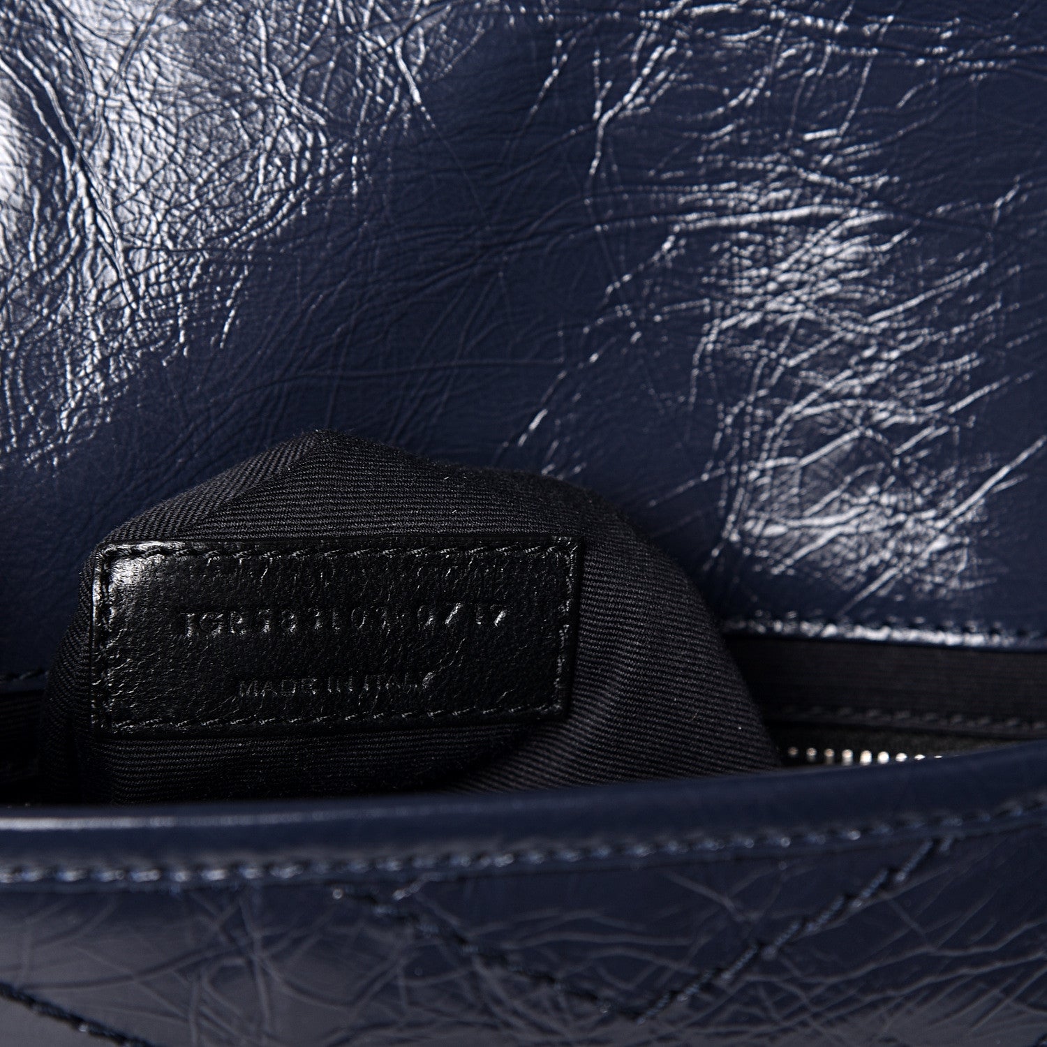Saint Laurent Crinkled Calfskin Matelasse Monogram Niki Chain Wallet Deep Marine 6 of 9
