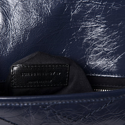 Saint Laurent Crinkled Calfskin Matelasse Monogram Niki Chain Wallet Deep Marine 6 of 9