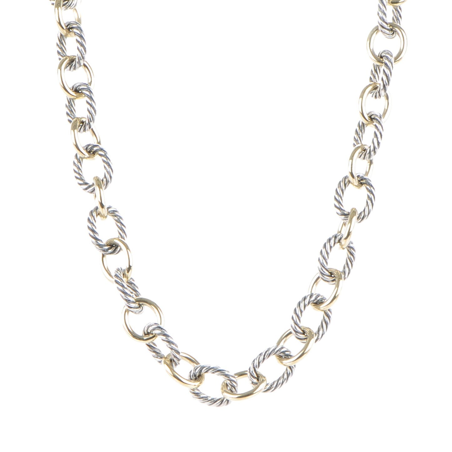 Sterling Silver 18K Yellow Gold 12mm Large Oval Link Necklace