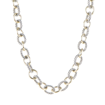 David Yurman Sterling Silver 18K Yellow Gold 12mm Large Oval Link Necklace 1 of 6