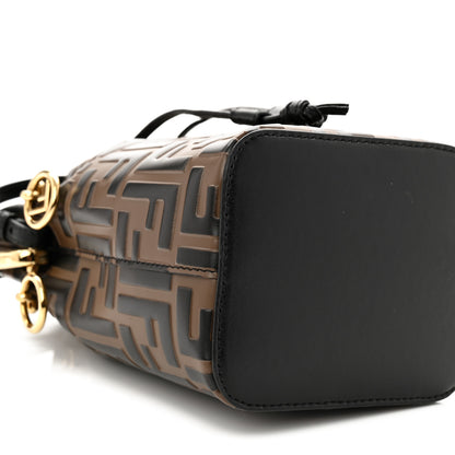 Fendi Vitello Liberty F is Fendi Bi-Color FF 1974 Embossed Mini Mon Tresor Bucket Bag Maya Black 9 of 10
