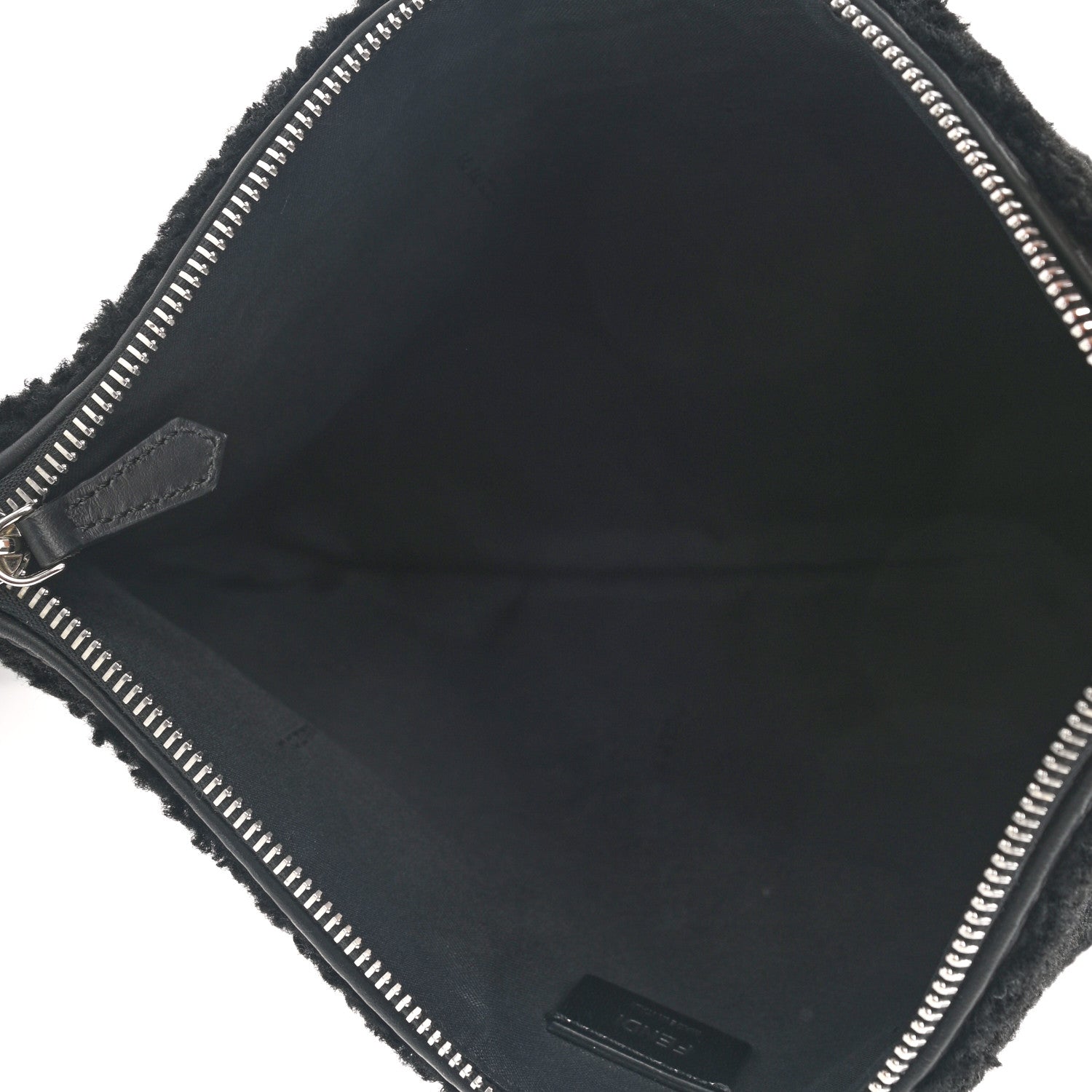 Fendi Shearling FF Pouch Black White 5 of 7
