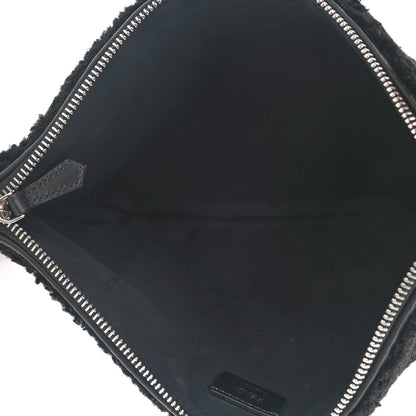 Fendi Shearling FF Pouch Black White 5 of 7