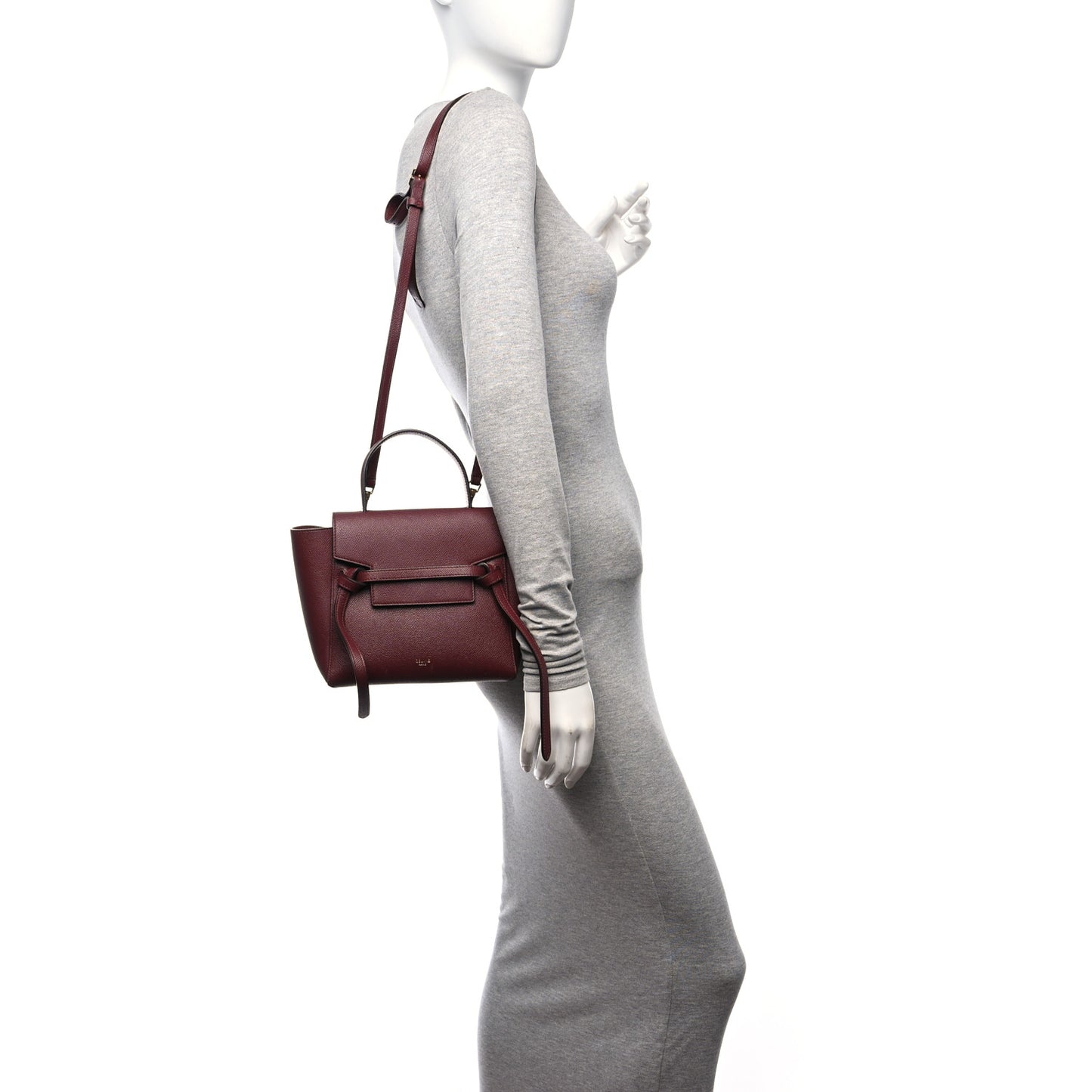 Grained Calfskin Nano Belt Bag Light Burgundy