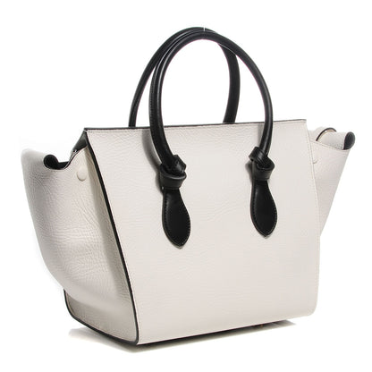 Celine Elephant Calfskin Small Bi-Color Tie Knot Tote White Black 3 of 7